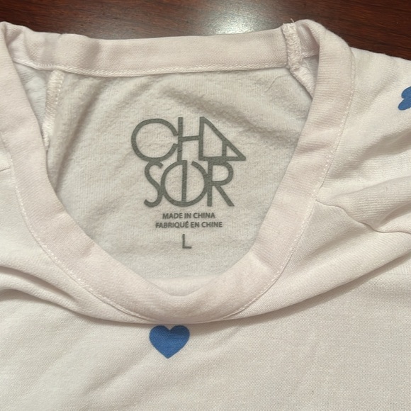 Chaser Cozy Knit Heart Crewneck Lightweight Fleece Pullover Sweatshirt NWT Sz L - Picture 2 of 2